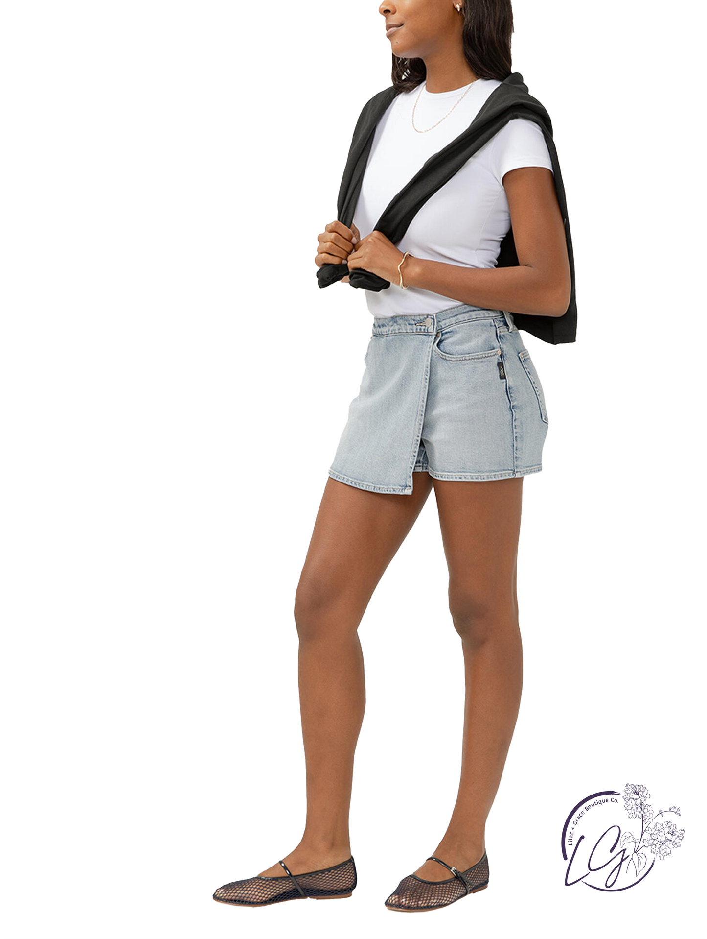 Francesca High-Rise Denim Skort by Silver Jeans