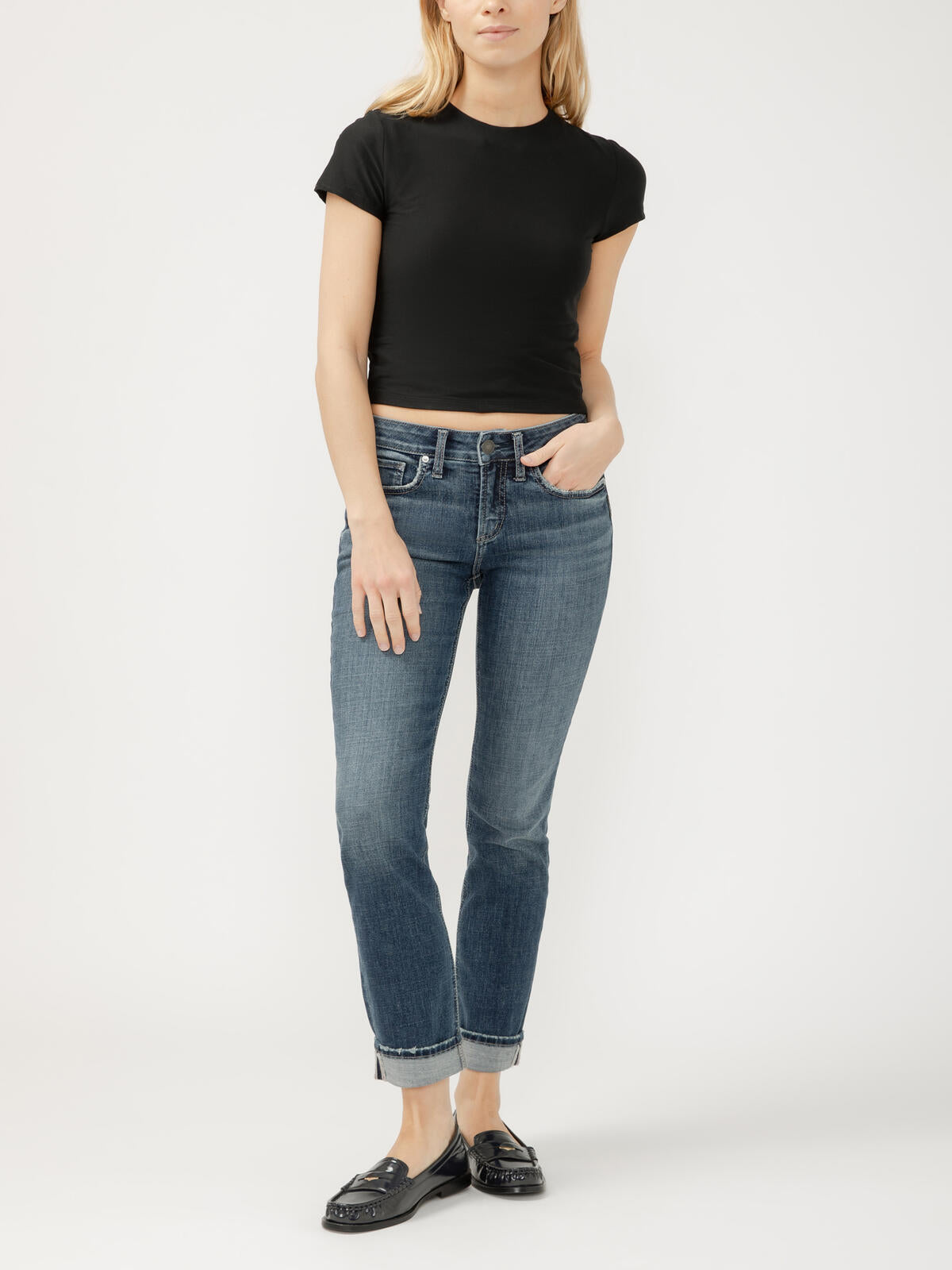 Luma Mid Rise Straight Leg Stretch by Silver Jeans