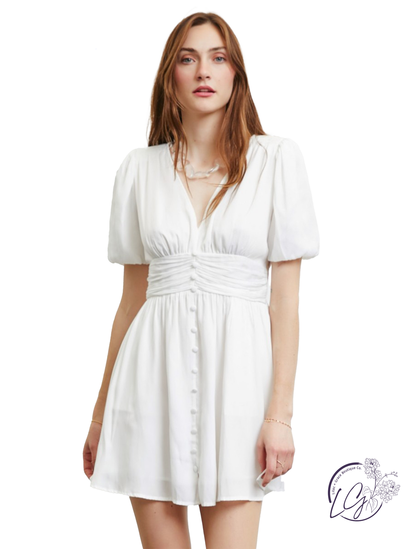 Radiant Ruche Button Dress