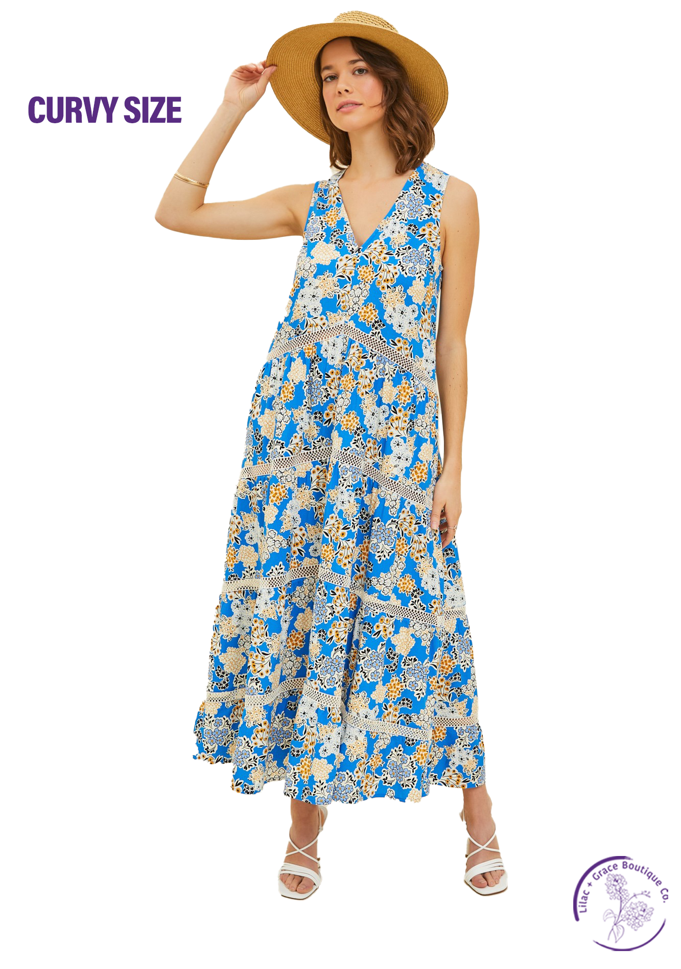 Curvy On Vacation Time Printed Maxi Dress