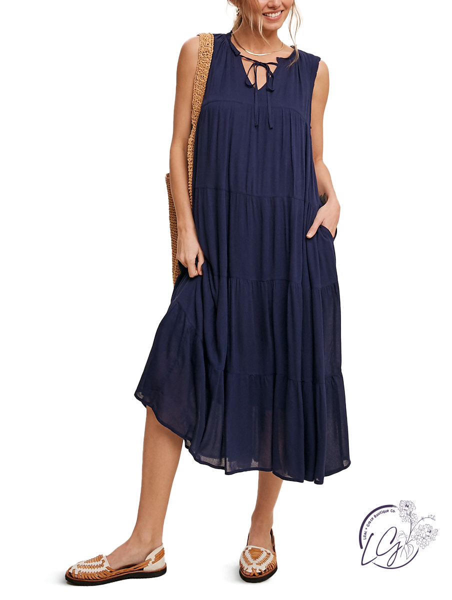 Metro Boho Flowy Maxi Dress Navy / L Metro Boho Flowy Maxi Dress Navy / L