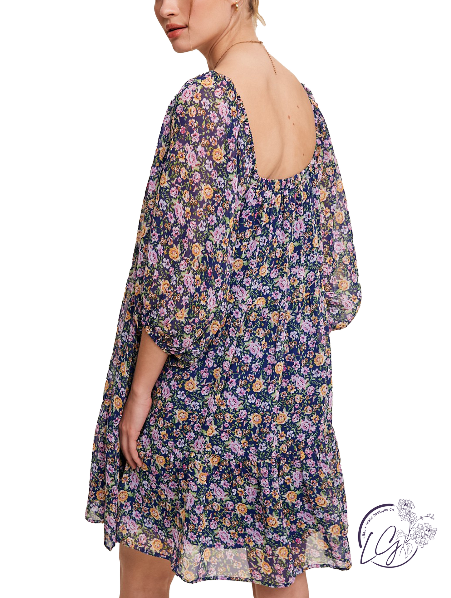 Groovy Garden Square Neck Dress