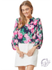 Pink Flowers 3/4 Sleeve Lizzy Top