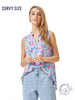 Curvy Blue Floral Lizzy Tank Top