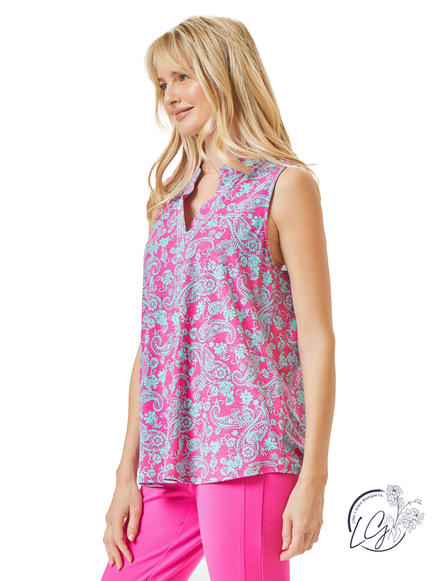 Pink Multi Print Lizzy Top