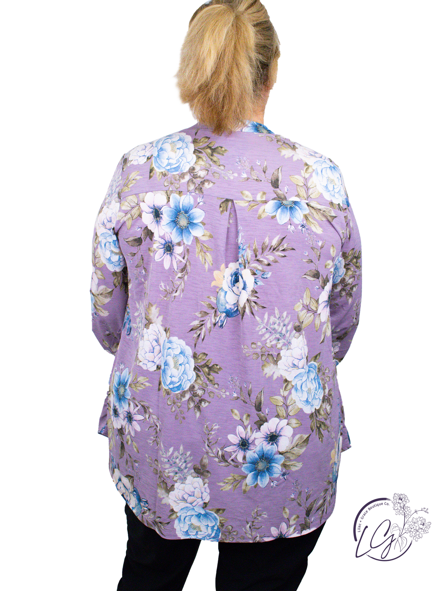 Curvy Lavender Print Lizzy Top