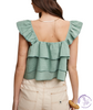 All Over Ruffled Square Neck Blouse