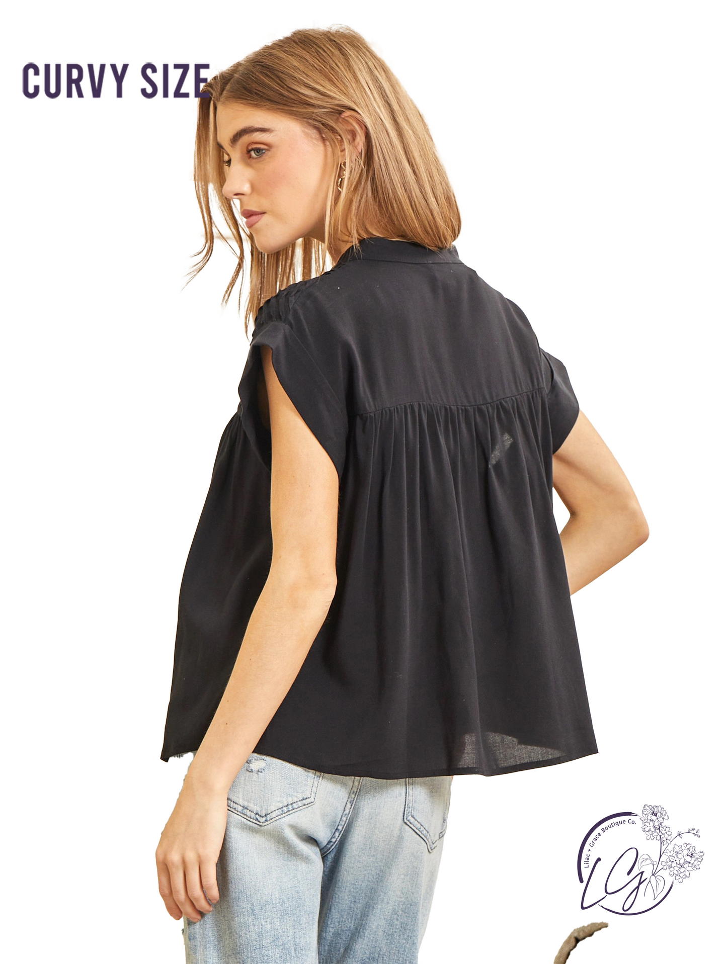 Curvy Love This Vibe Pleated Top