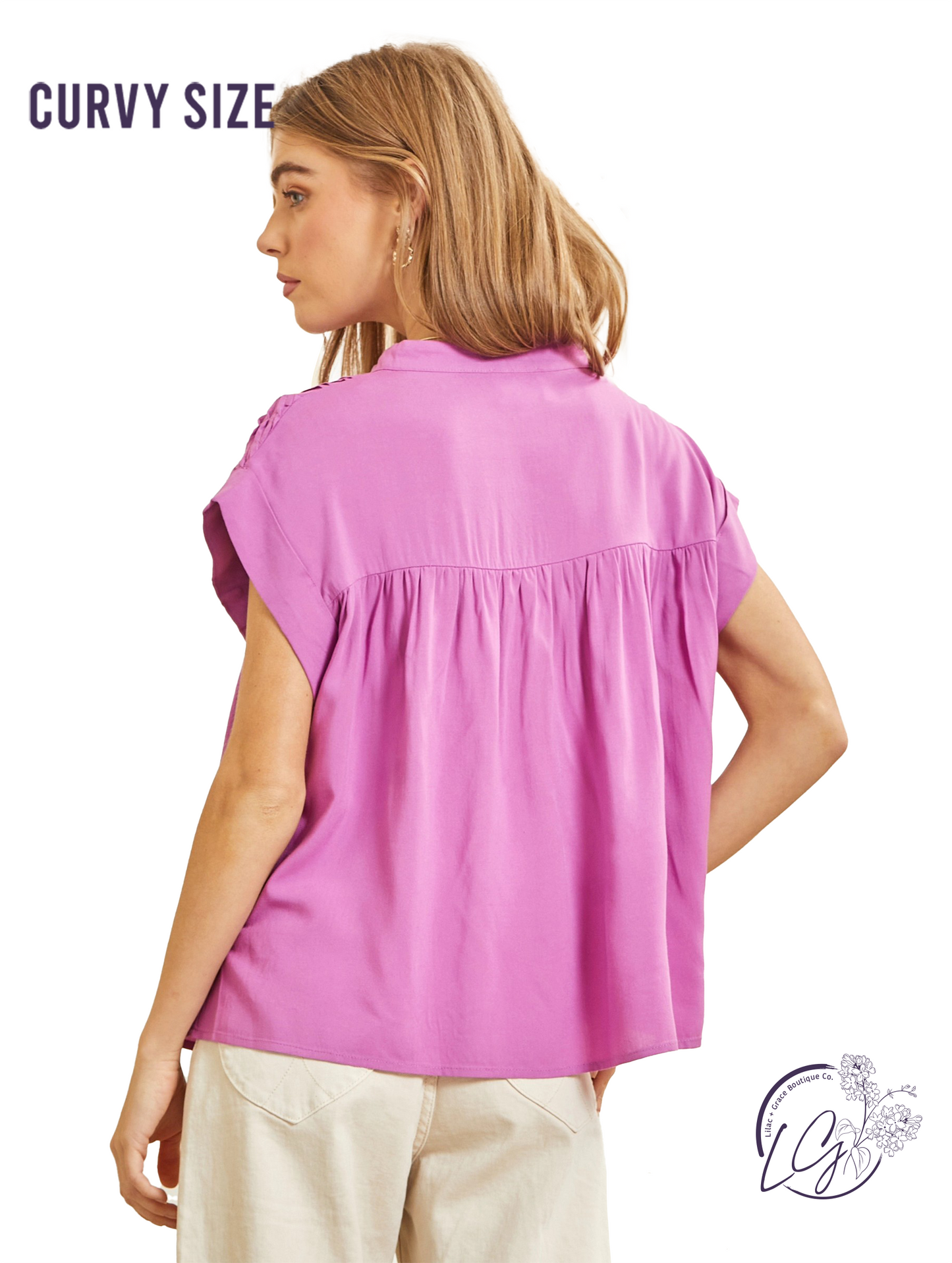 Curvy Love This Vibe Pleated Top