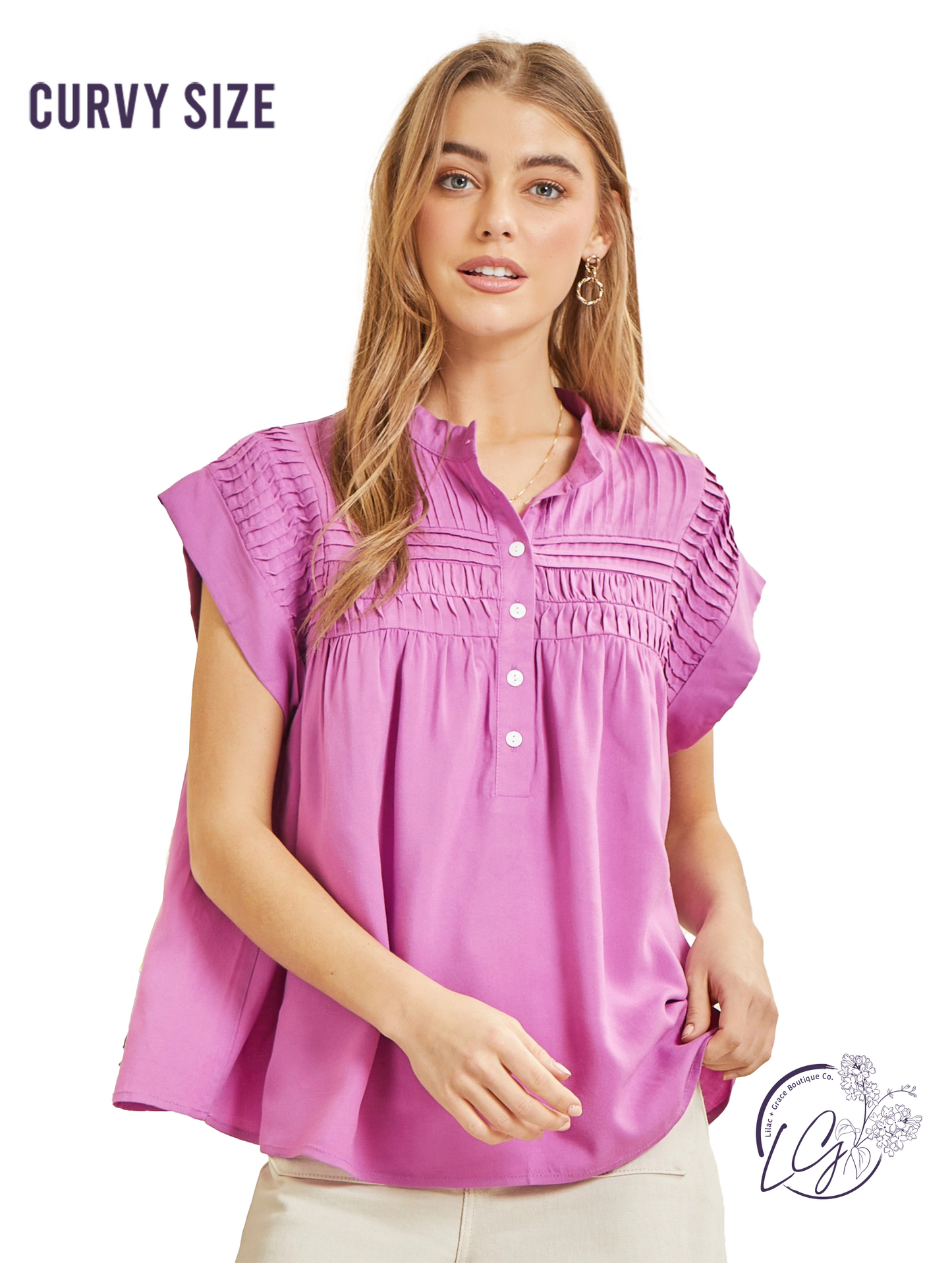 Curvy Love This Vibe Pleated Top