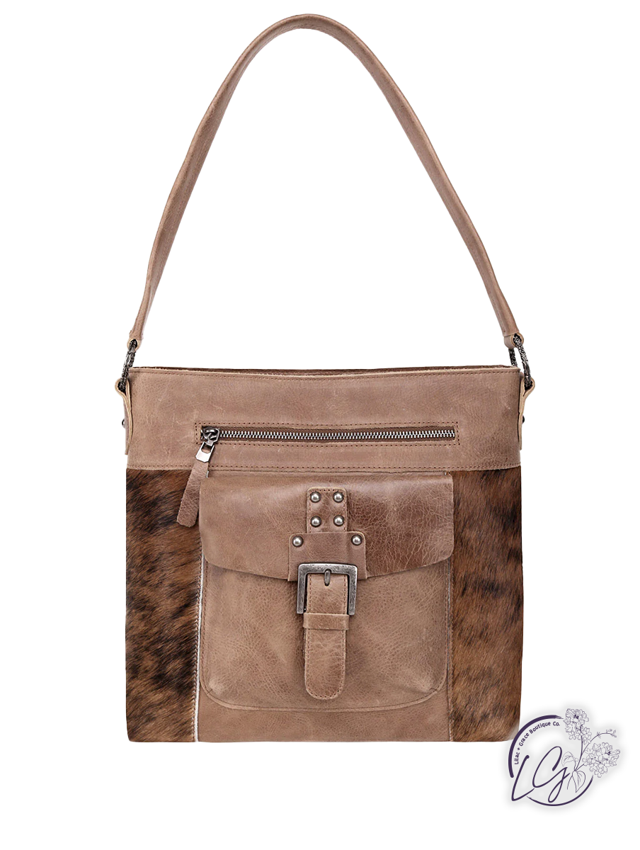 Montana West Real Leather Hair-On Cowhide Buckle Bag