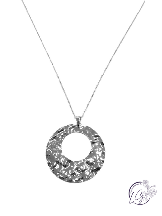 Long Necklace With Hollow Circle Pendant