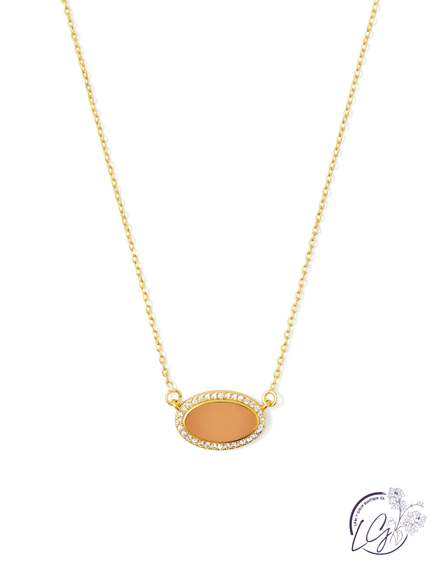 Pave Colorful Oval Necklace