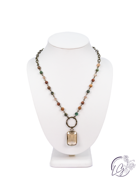 Multi Stone With Large Crystal Necklace