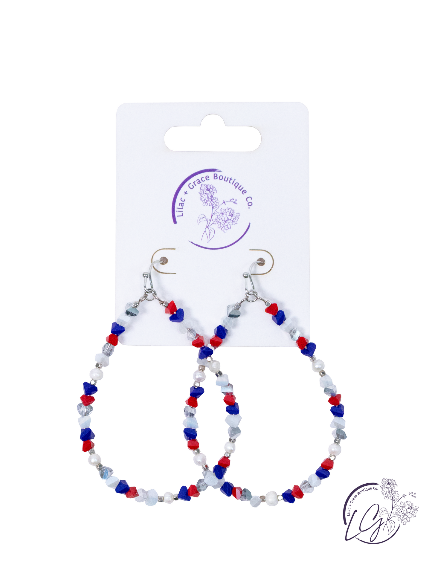 Patriotic Beaded Teardrop Earring