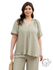 Curvy Skyline Dreams V-Neck Blouse