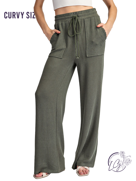 Curvy Fieldline Texture Drawstring Pants