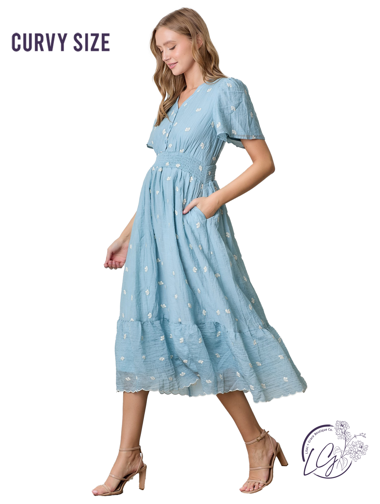 Curvy Wildfern Whisper Midi Dress