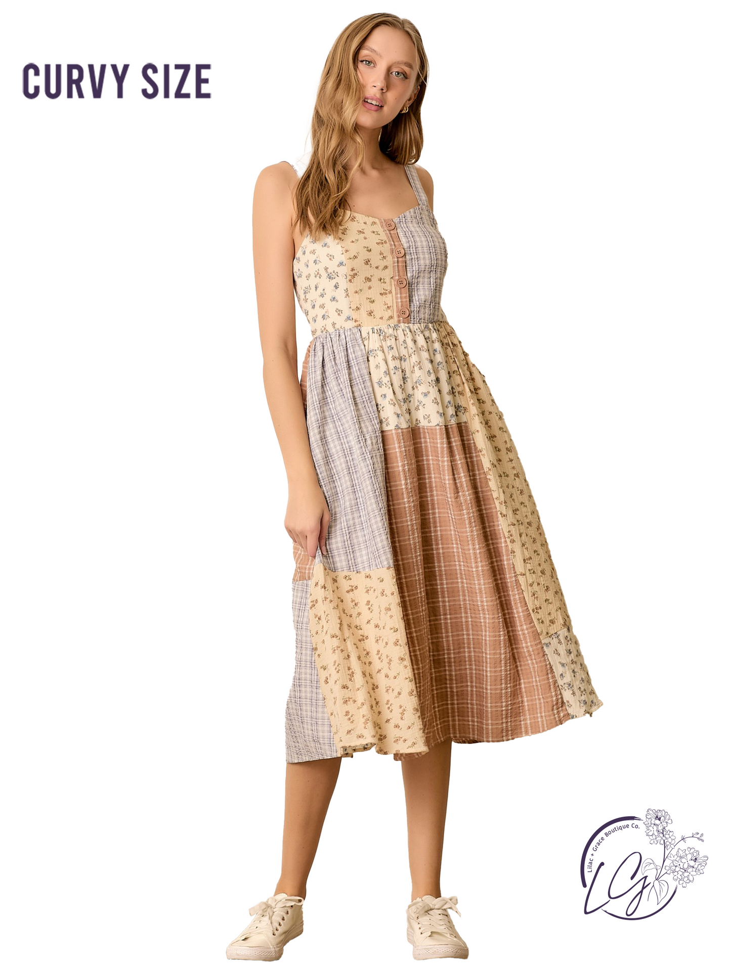 Curvy Tones In The Air Collage Dress