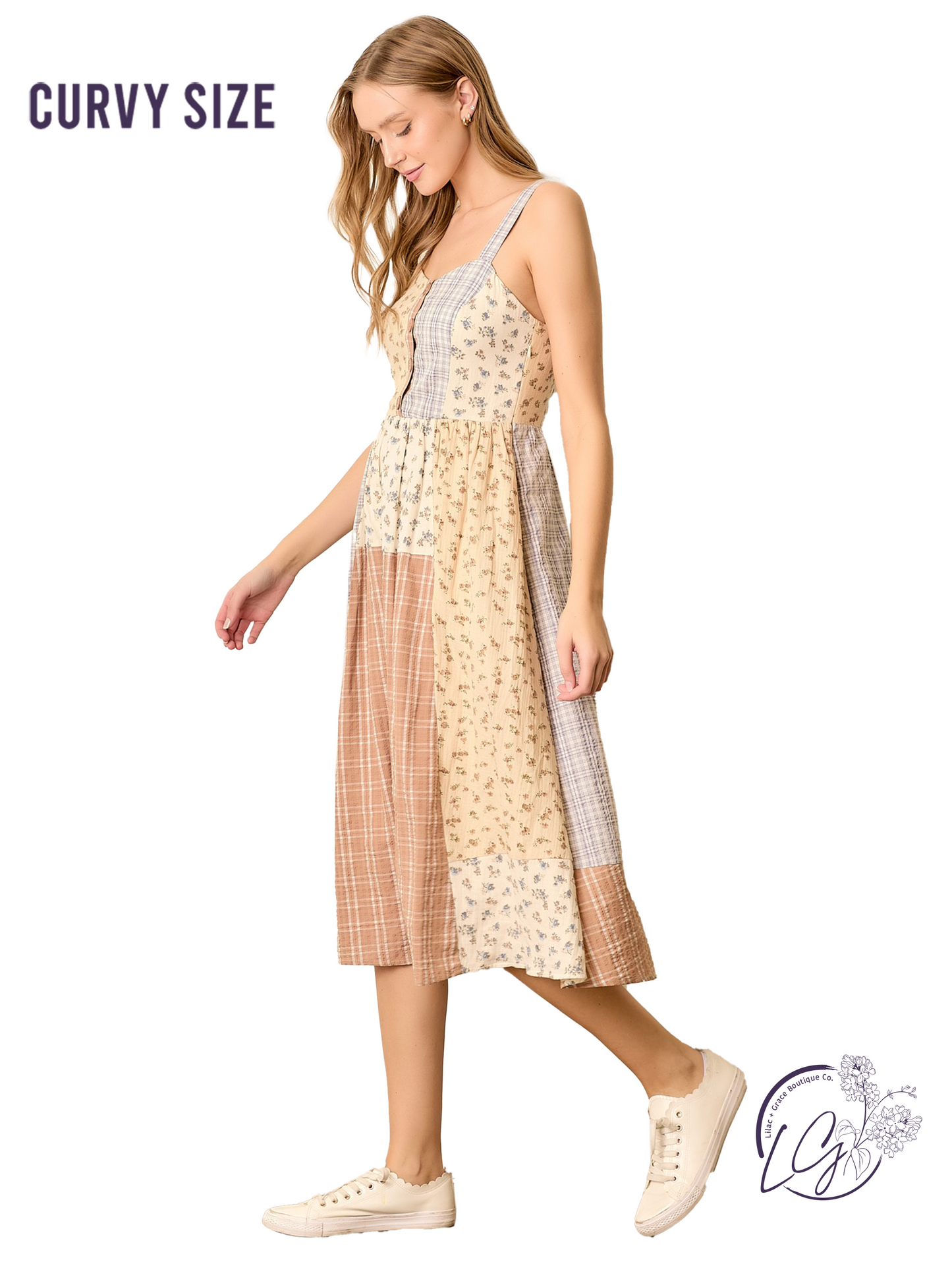 Curvy Tones In The Air Collage Dress