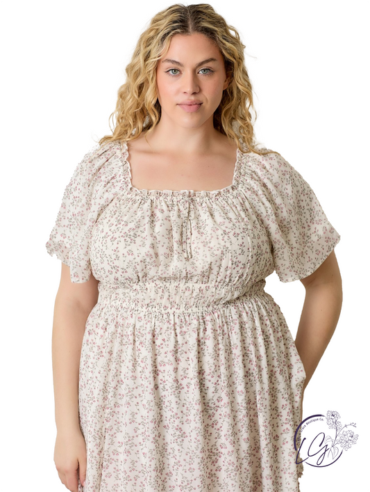 Curvy Roselight Echo Floral Midi Dress