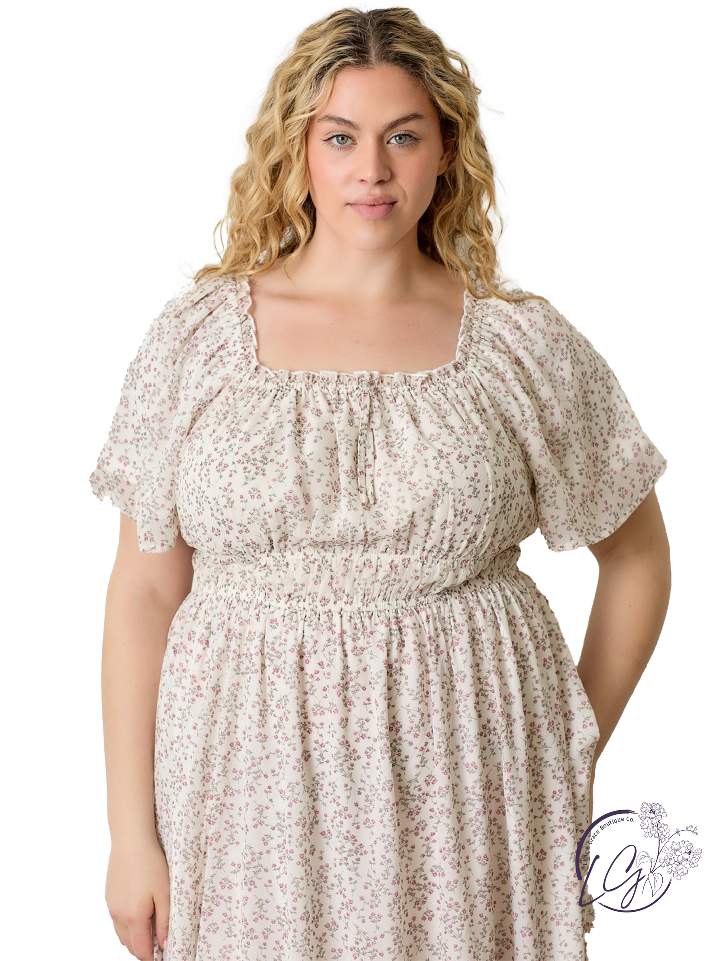 Curvy Roselight Echo Floral Midi Dress