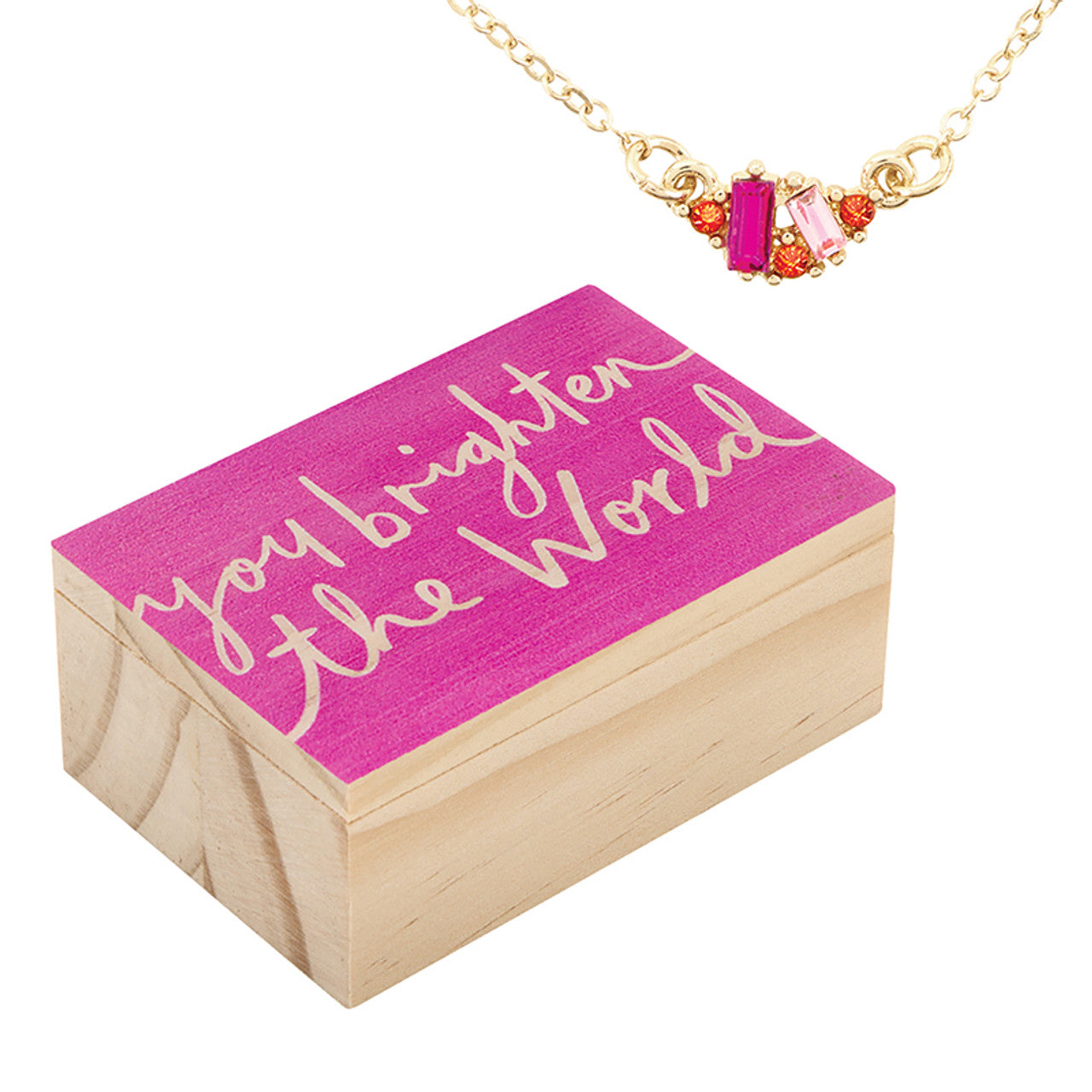 Treasure Box Necklace - Hot Pink - You Brighten the World