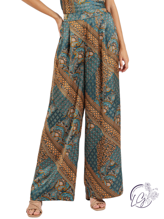 Satin Dusk Paisley Patchwork Pant