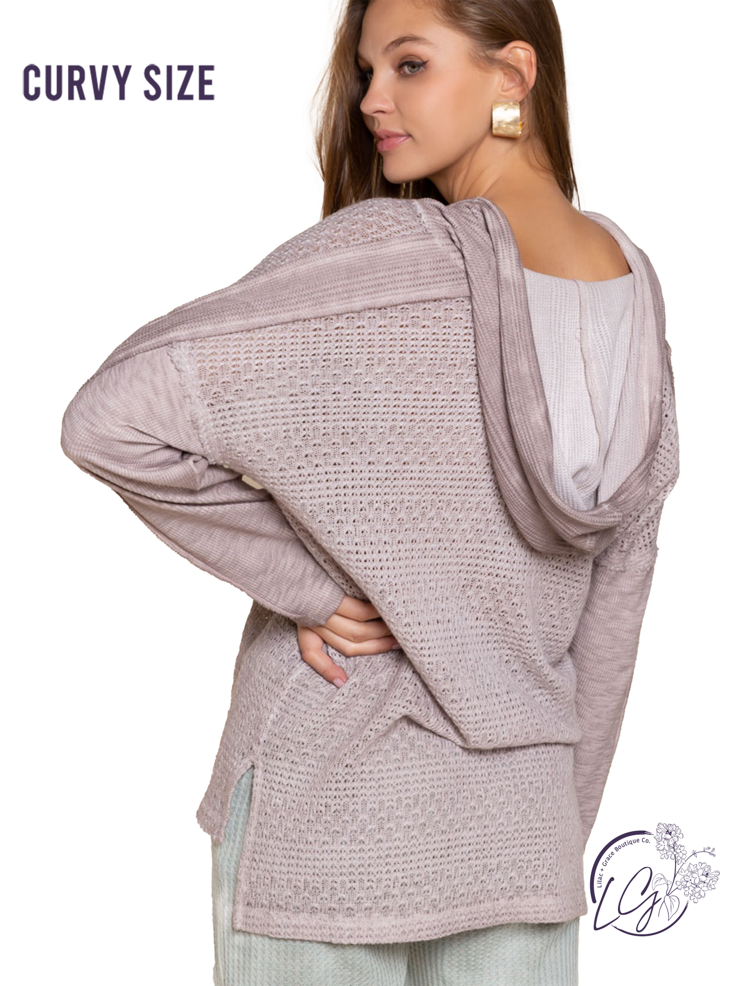 Curvy Lasting Words Knit Hoodie