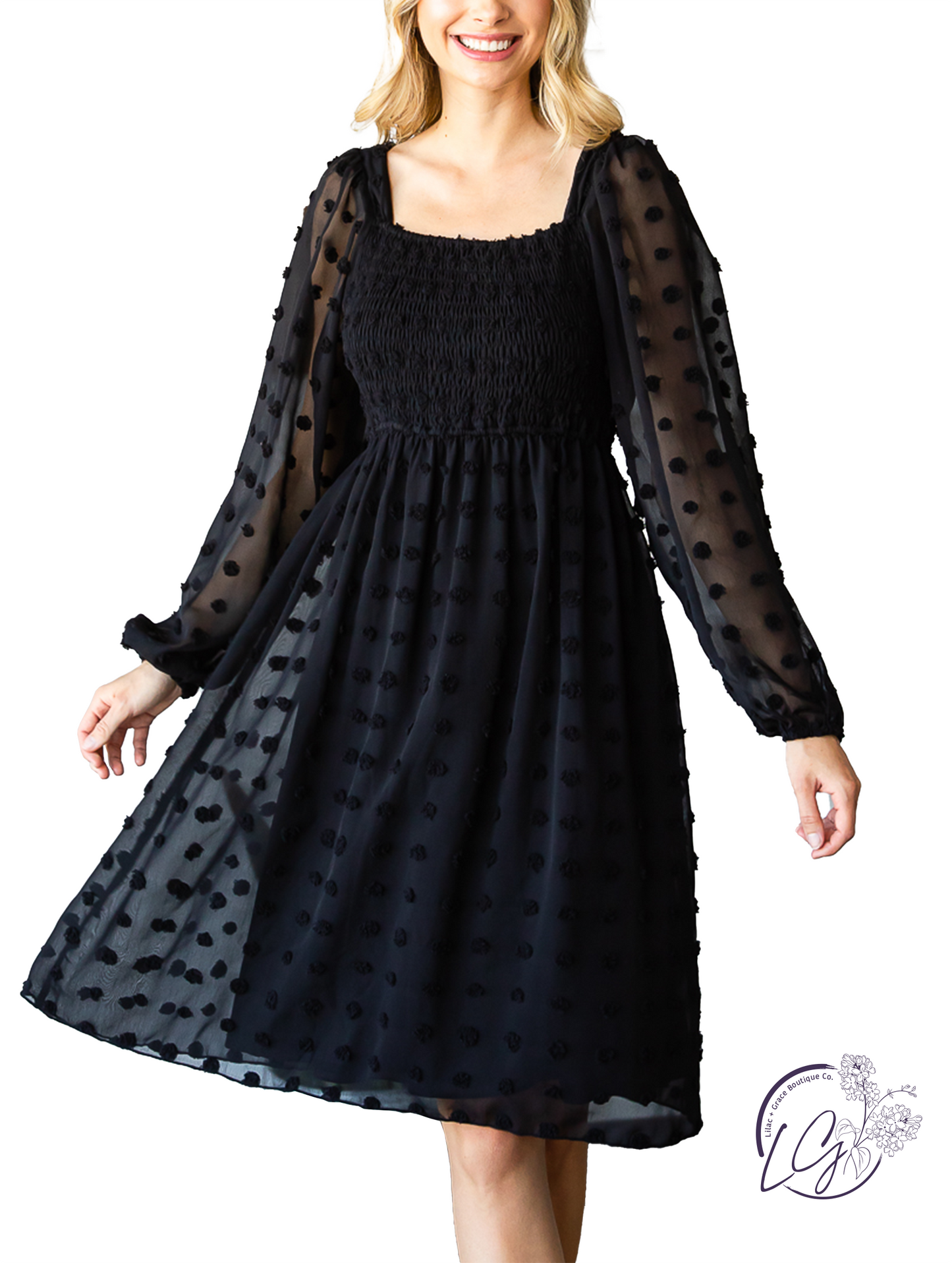 Alpine Breeze Swiss Dot Chiffon Dress