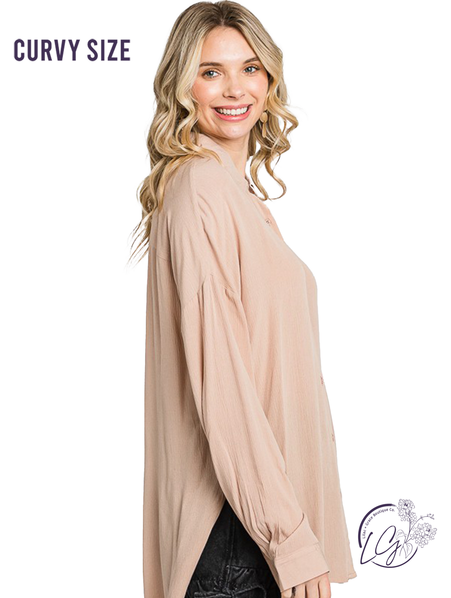 Curvy Urban Grace Button Tunic