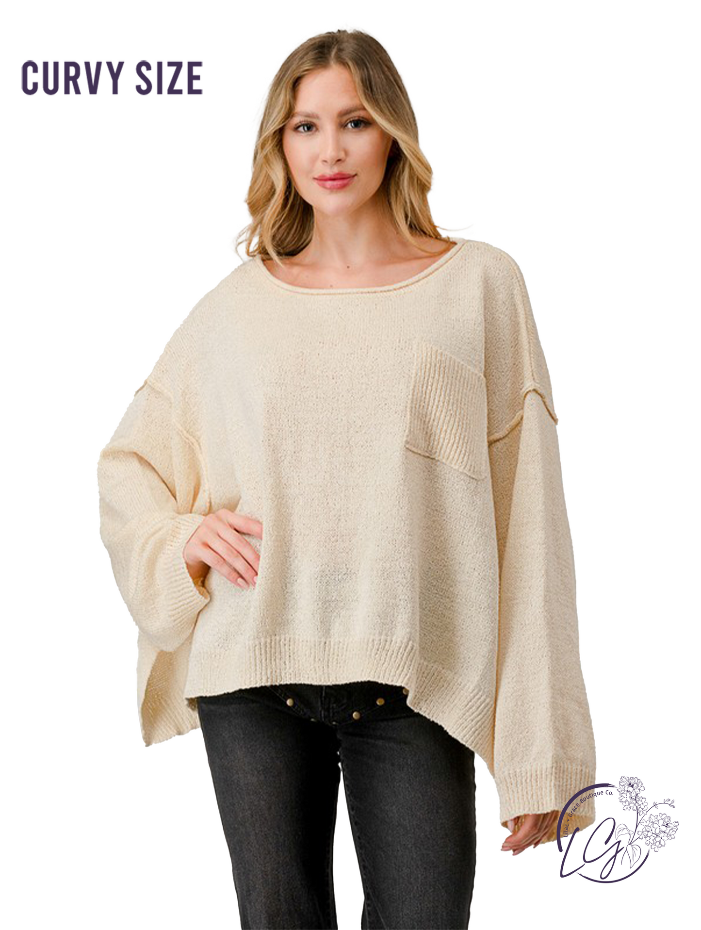 Curvy Fall Basic Oversized Sweater