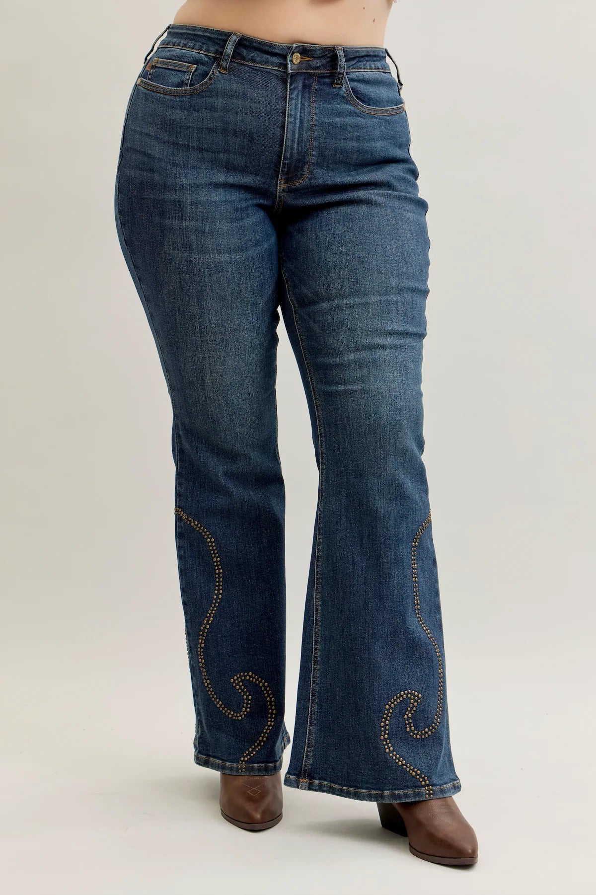 Curvy Dusty Trail Studded Bootcut Jean from Judy Blue
