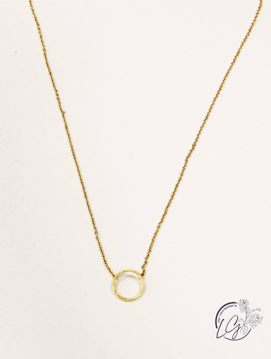 Small Brushed Open Circle Necklace