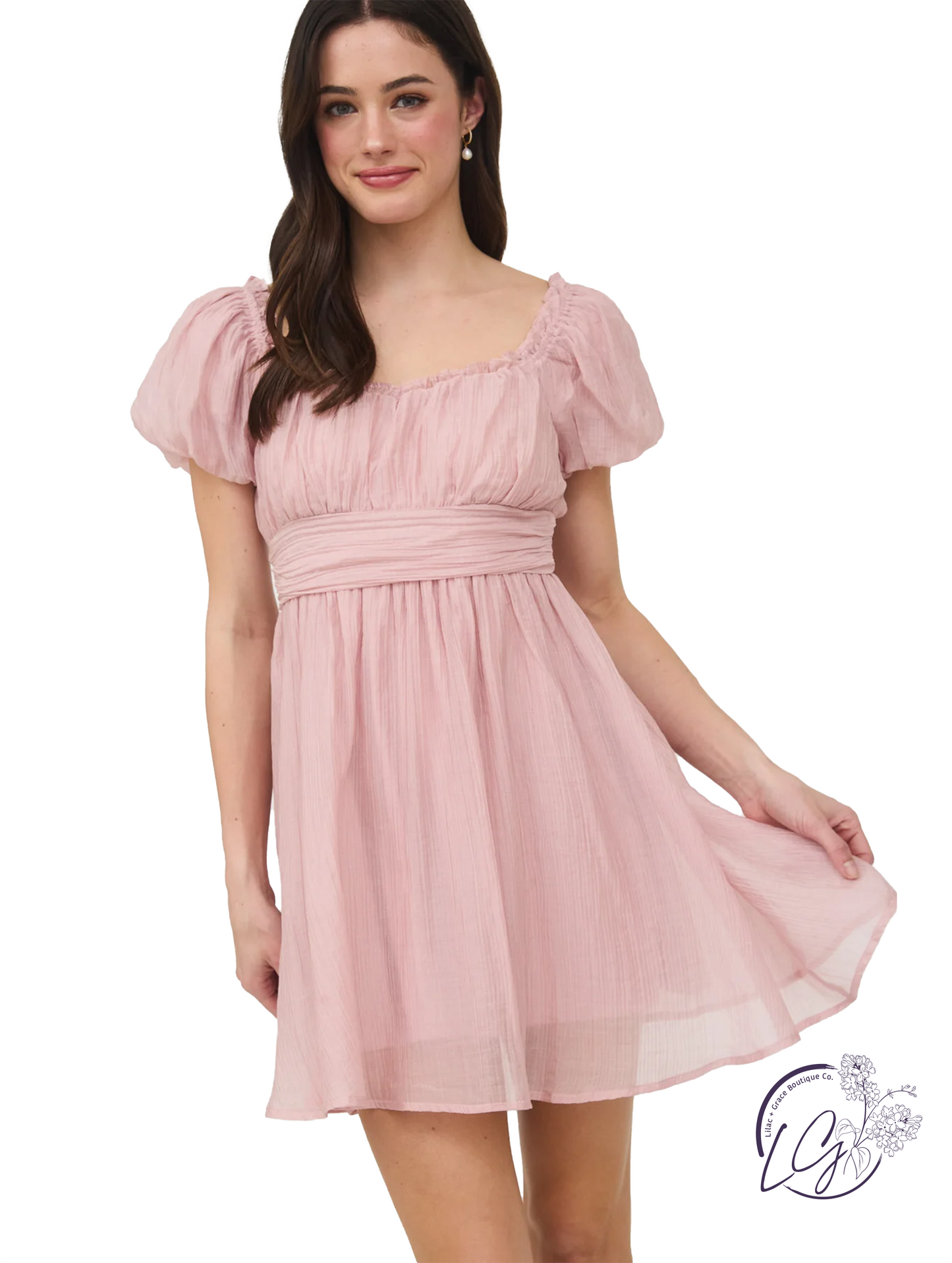 Twirl Away Lace-Up Ruffle Mini Dress