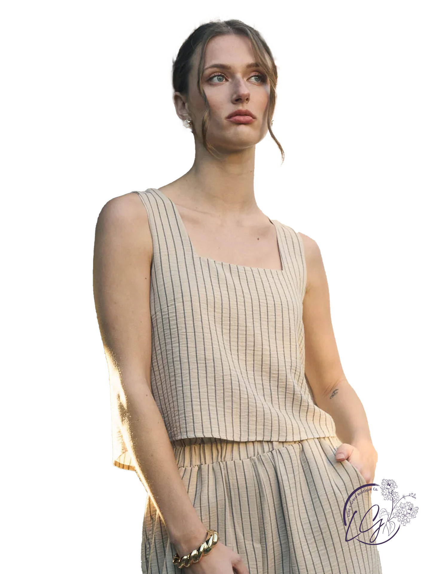 Saltair Lines Sleeveless Pinstripe Tank
