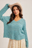 Open Knit V-Neck Crop Sweater