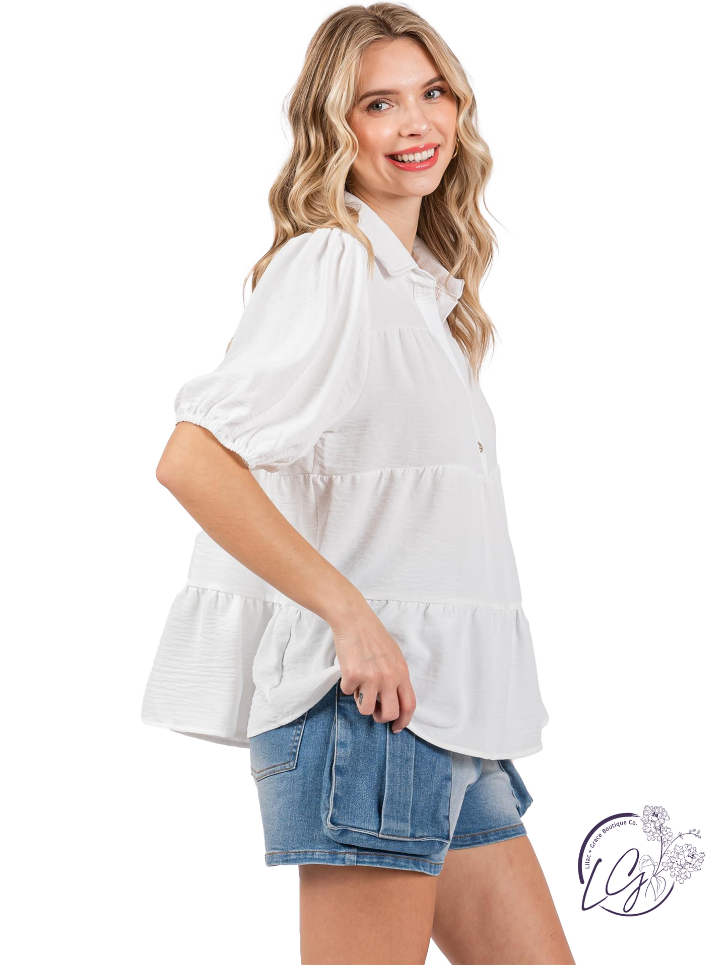 Graceful Gather Puff Sleeve Top