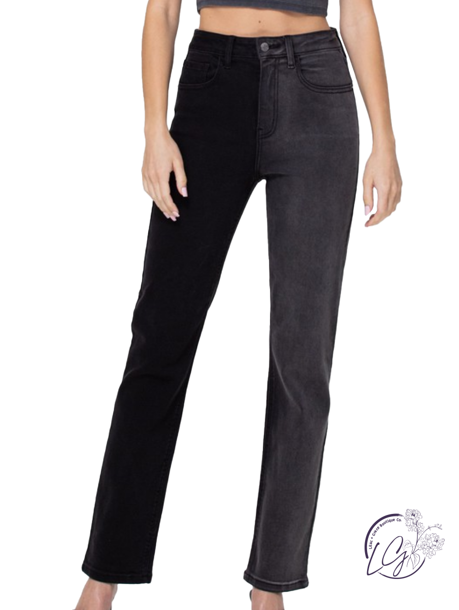 Reagan High-Rise Two Tone Straight Jean by Cello