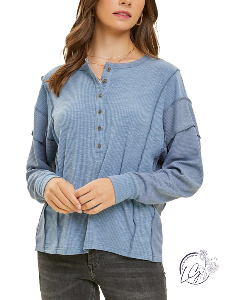 High Neck Lilac Crinkle Top With Long Sleeve & Thumbholes / Ultra