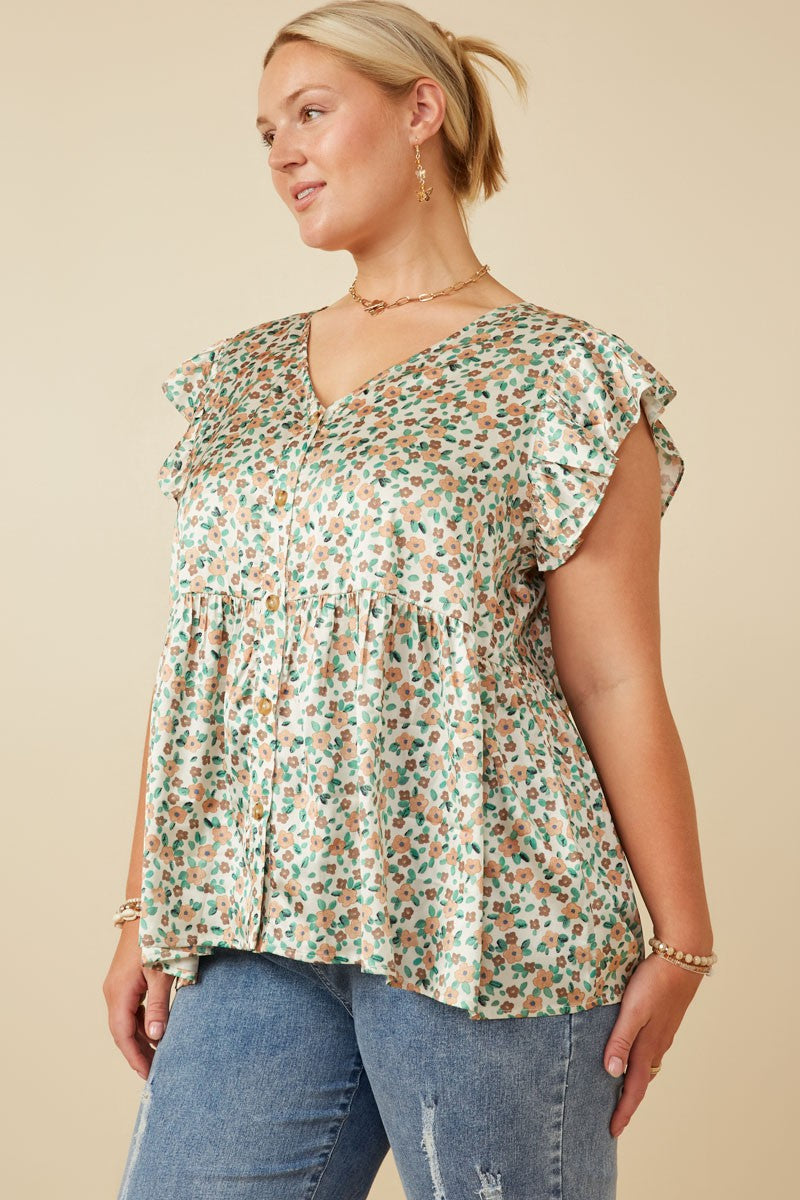 Curvy Spring Fling Floral Top