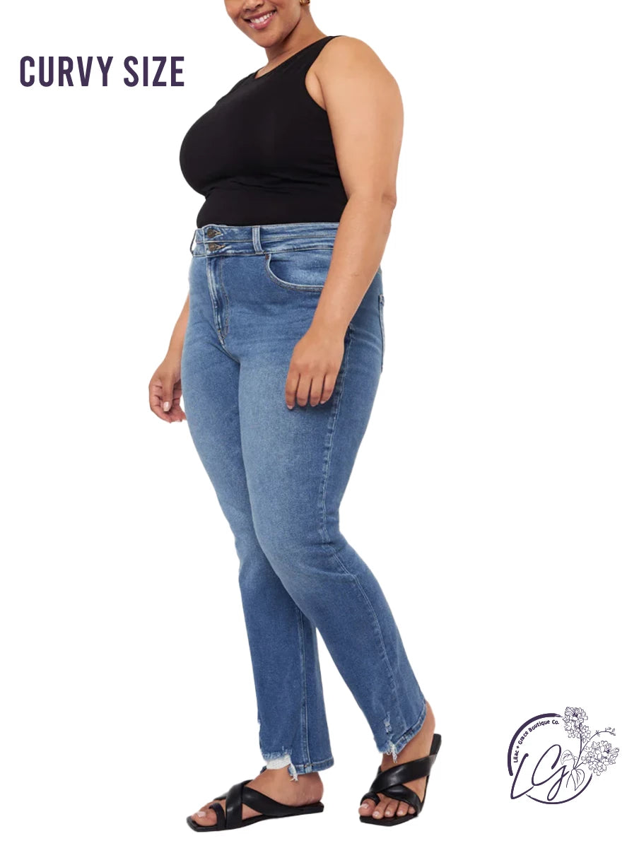 Curvy Solvei High Rise Slim Straight By Kancan