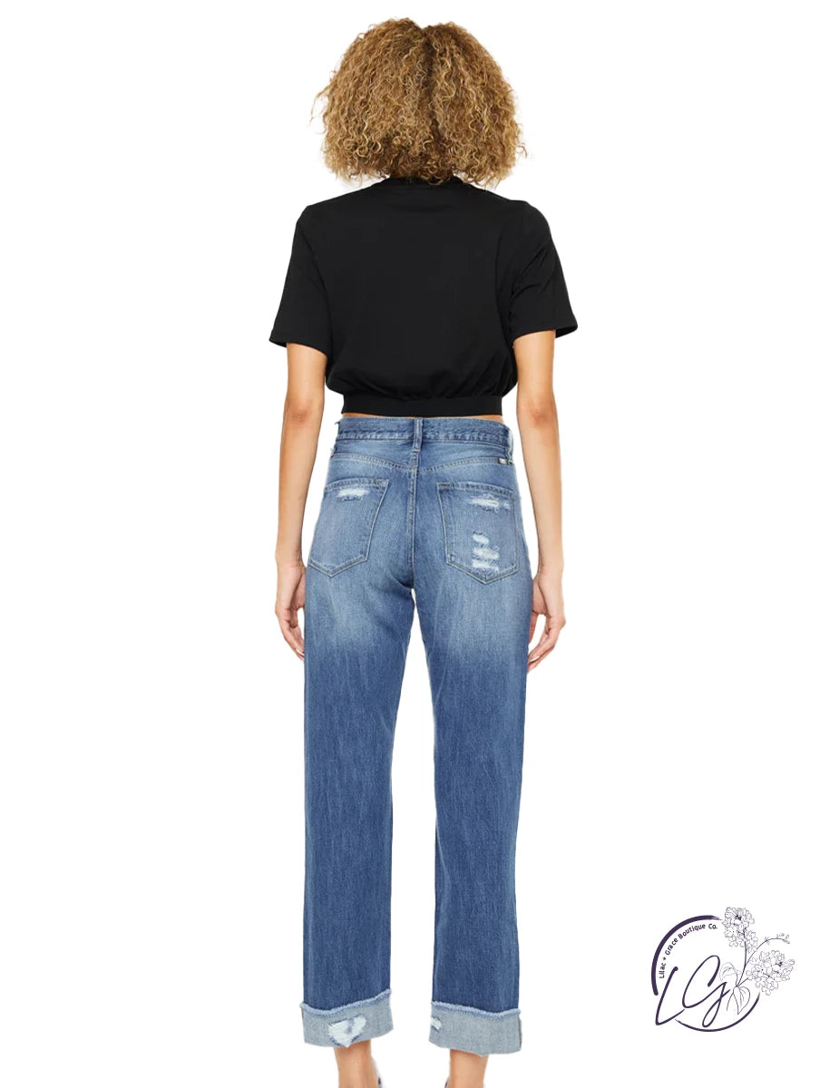 Amanda High Rise Cuffed Straight Leg Jean By Kancan