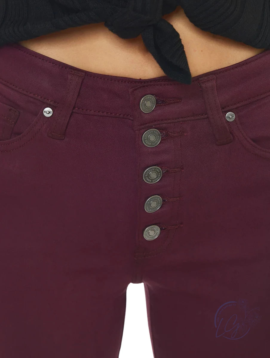 Brynn High Rise Burgundy Super Skinny By Kancan