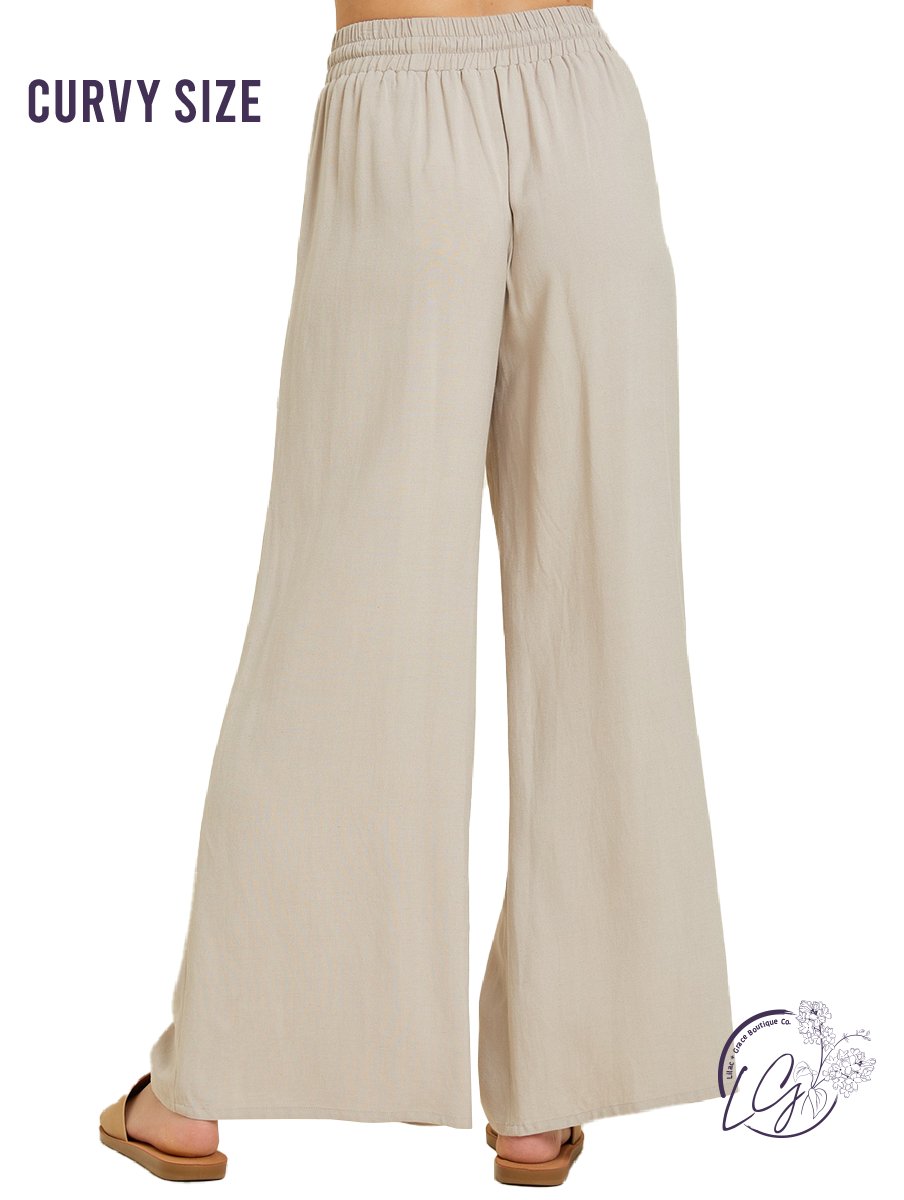 Curvy Airy Elegance Wide-Leg Trousers