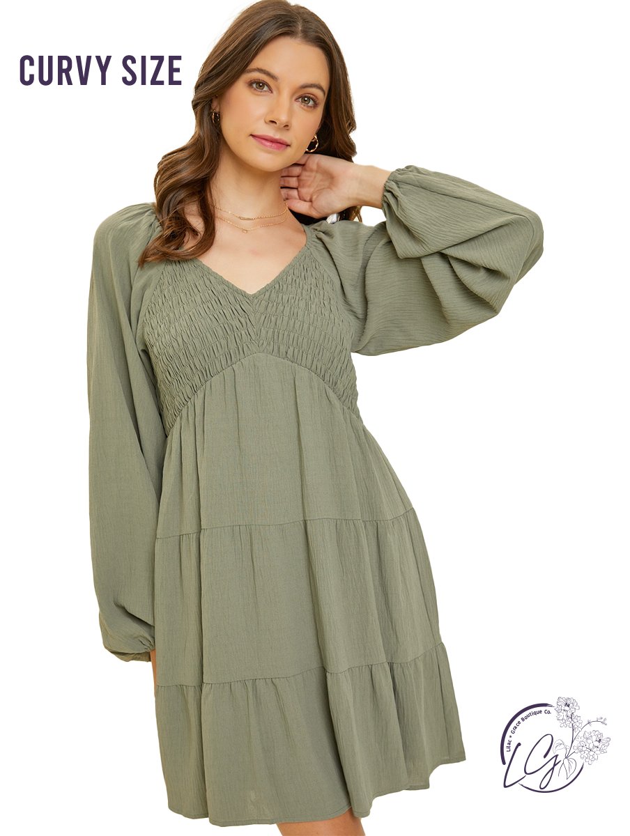 Curvy Whispering Willow Tiered Ruffleflare Dress