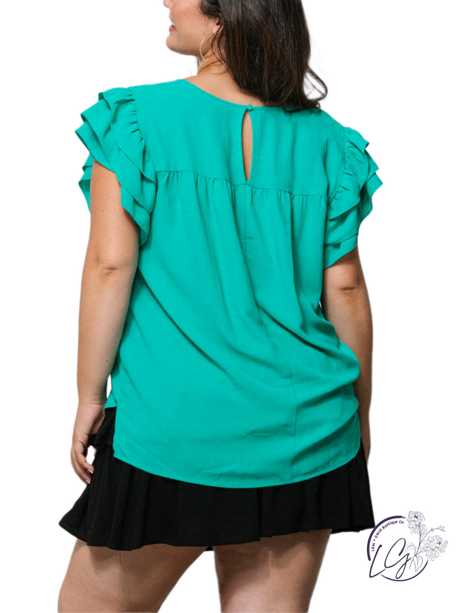 Curvy Light Up The Night Ruffled Tiered Top