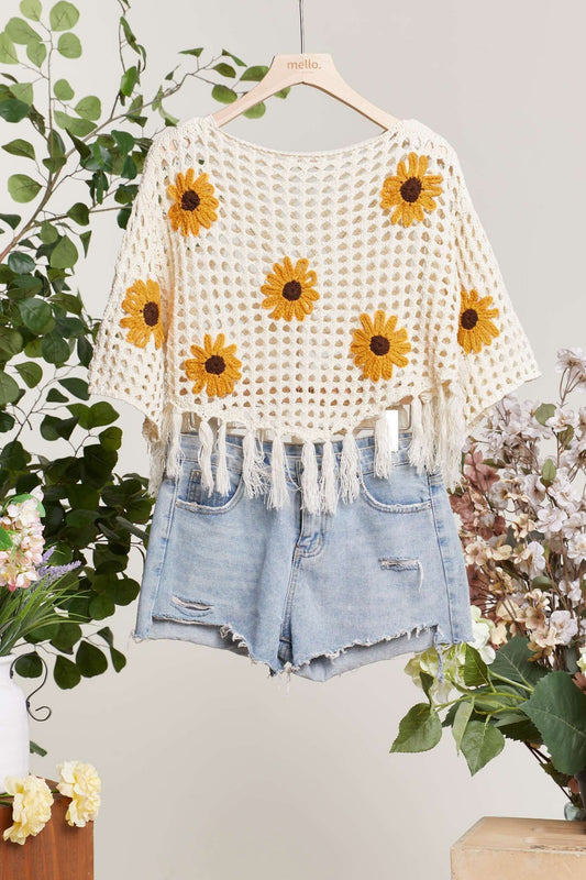 Sunflower Serenade Fringe Top