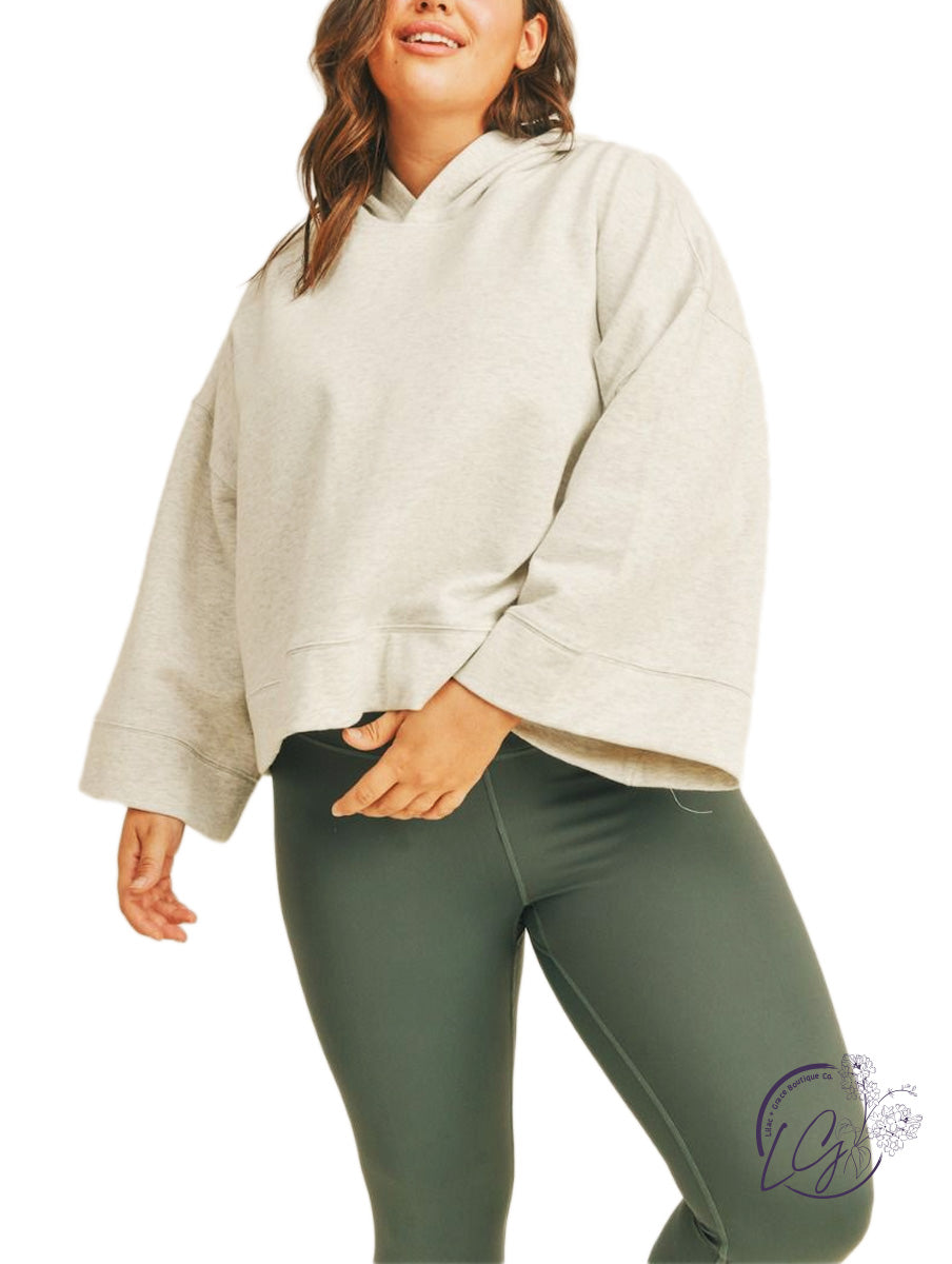 Curvy Cropped Boxy Brushed Cotton French Terry Hoodie