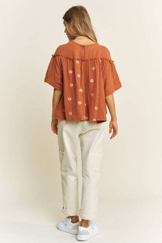 Curvy Boho Bloom Babydoll Top